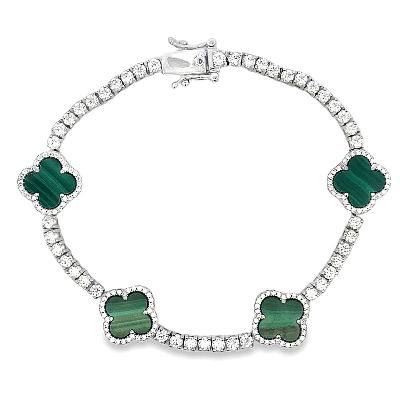 Moissanite Malachite Tennis Bracelet Sterling Silver Bids.com