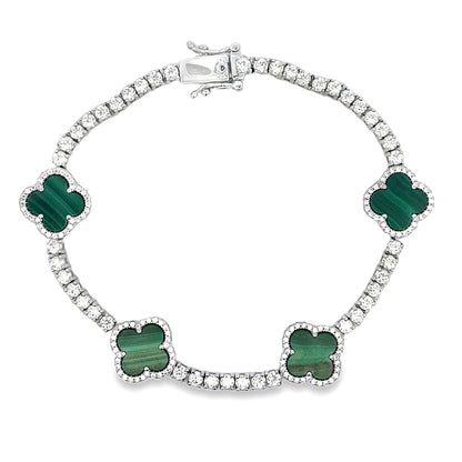 Moissanite Malachite Tennis Bracelet Sterling Silver Bids.com