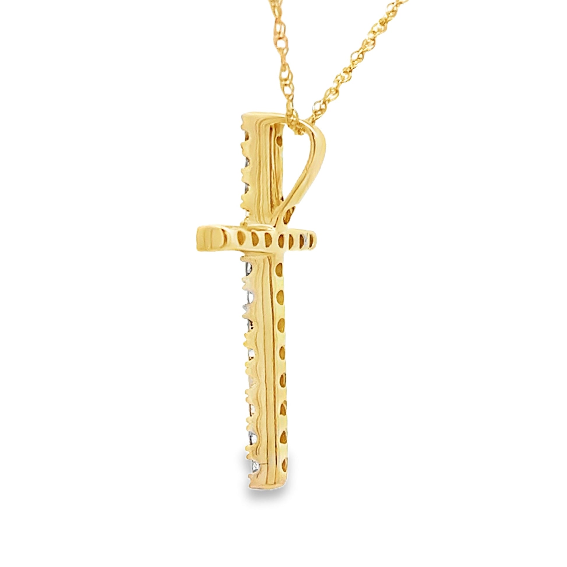 .19ct Diamond Cross Religious Pendant 14KT Yellow Gold Bids.com