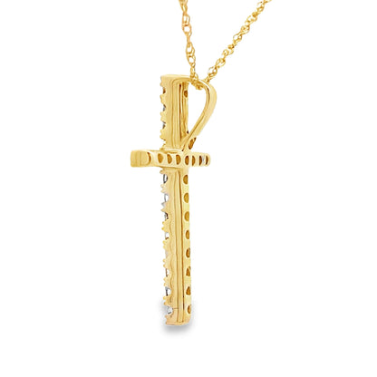 .19ct Diamond Cross Religious Pendant 14KT Yellow Gold Bids.com