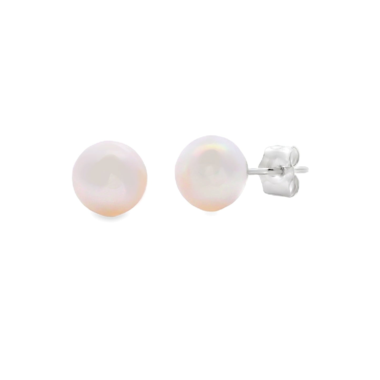 Natural FW Pearl Stud Earrings 14KT White Gold Bids.com