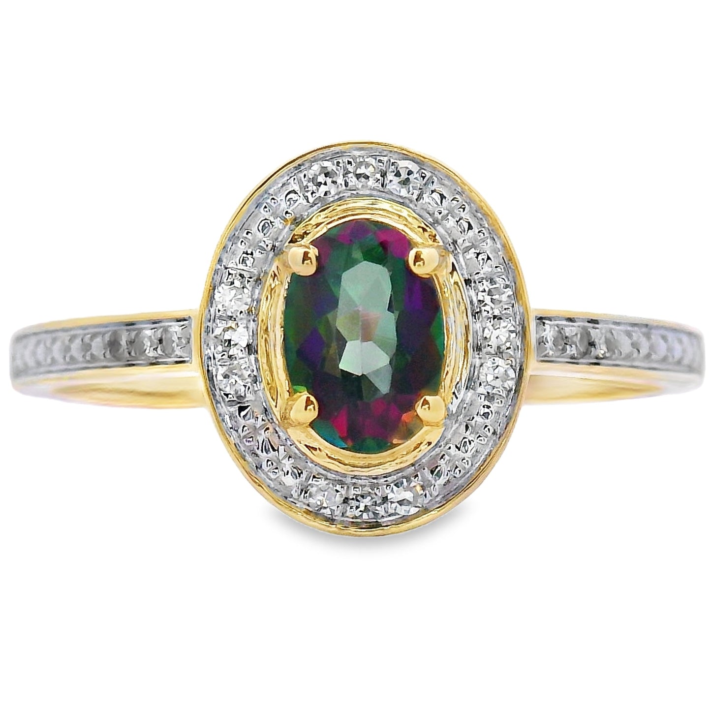 .59ct Mystic Fire Topaz Diamond Ring 10KT Yellow Gold Bids.com