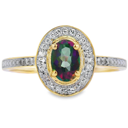 .59ct Mystic Fire Topaz Diamond Ring 10KT Yellow Gold Bids.com