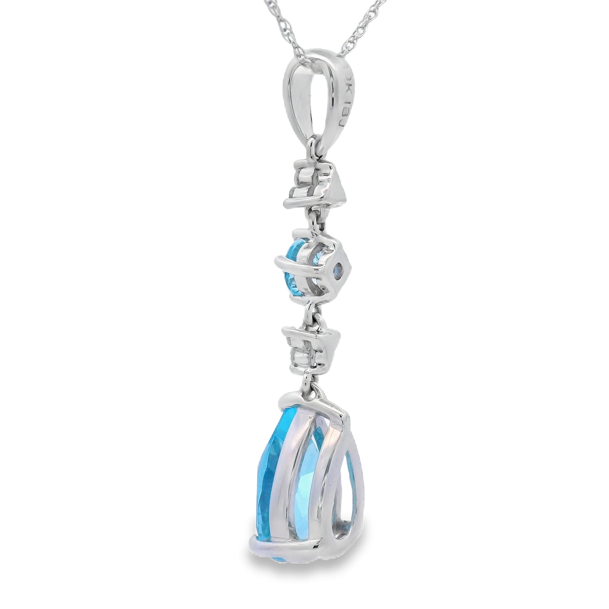 Blue Topaz Diamond Fashion Pendants 10KT White Gold Bids.com