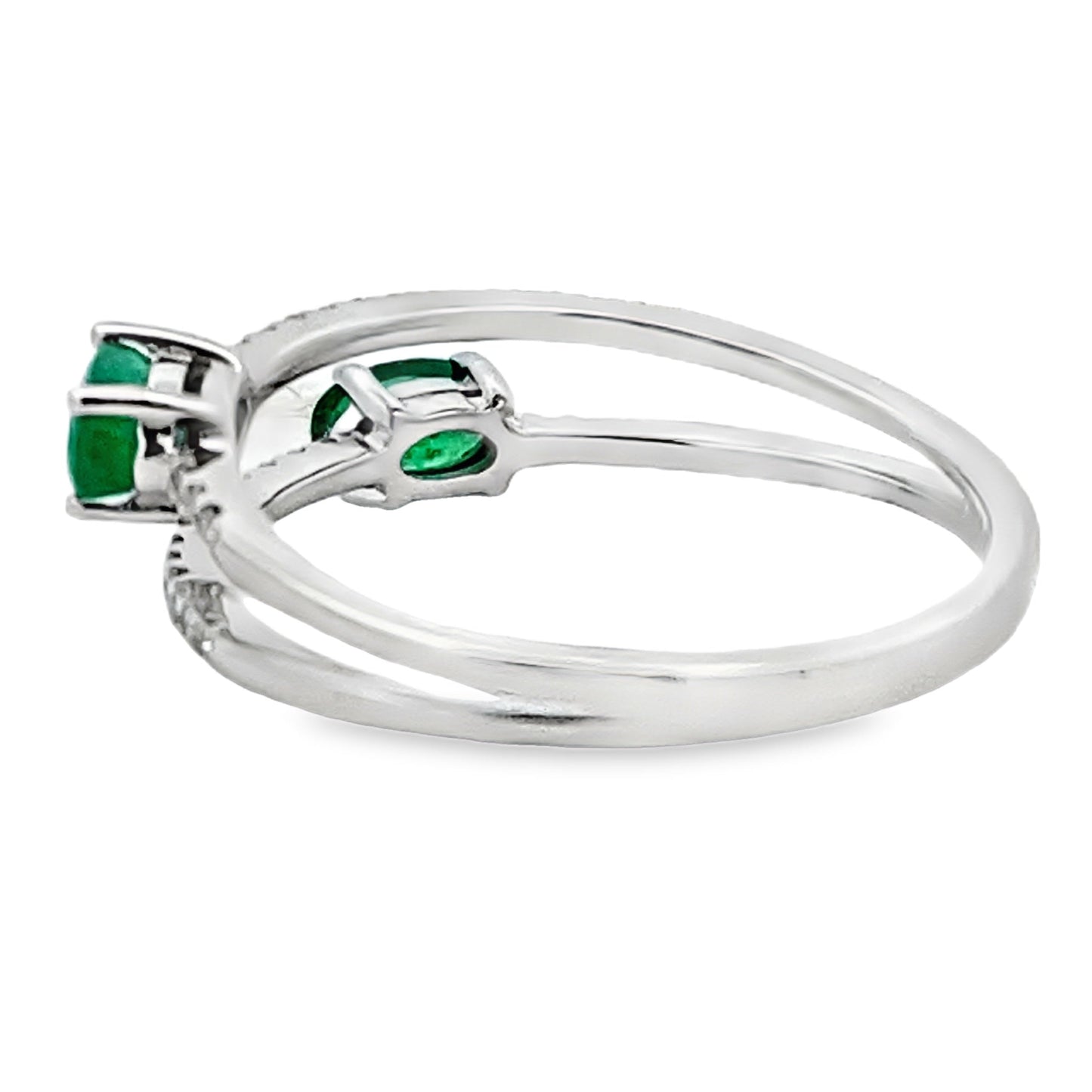Genuine .57ct Emerald Diamond Ring 14KT White Gold Bids.com