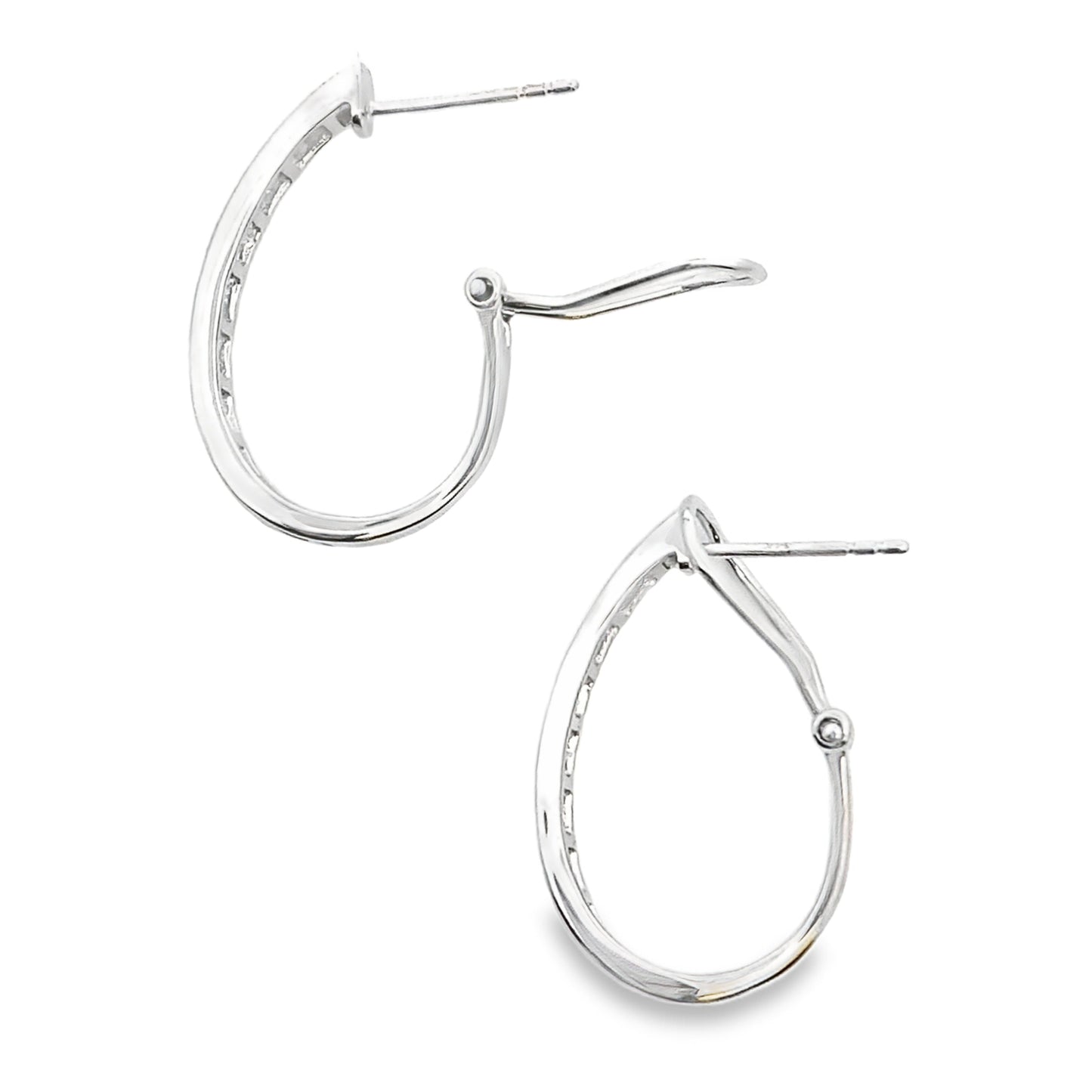 Genuine 1.00ct Diamond Hoop Earrings 14KT White Gold Bids.com