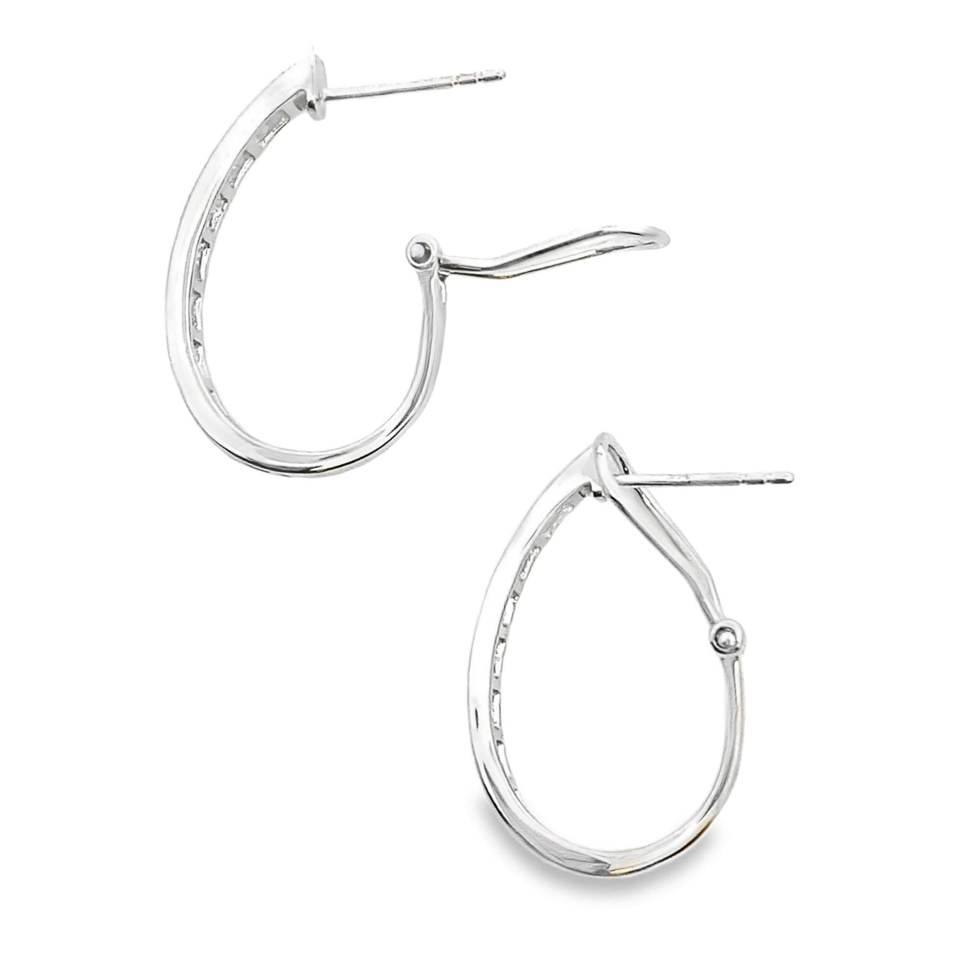 Genuine 1.00ct Diamond Hoop Earrings 14KT White Gold Bids.com