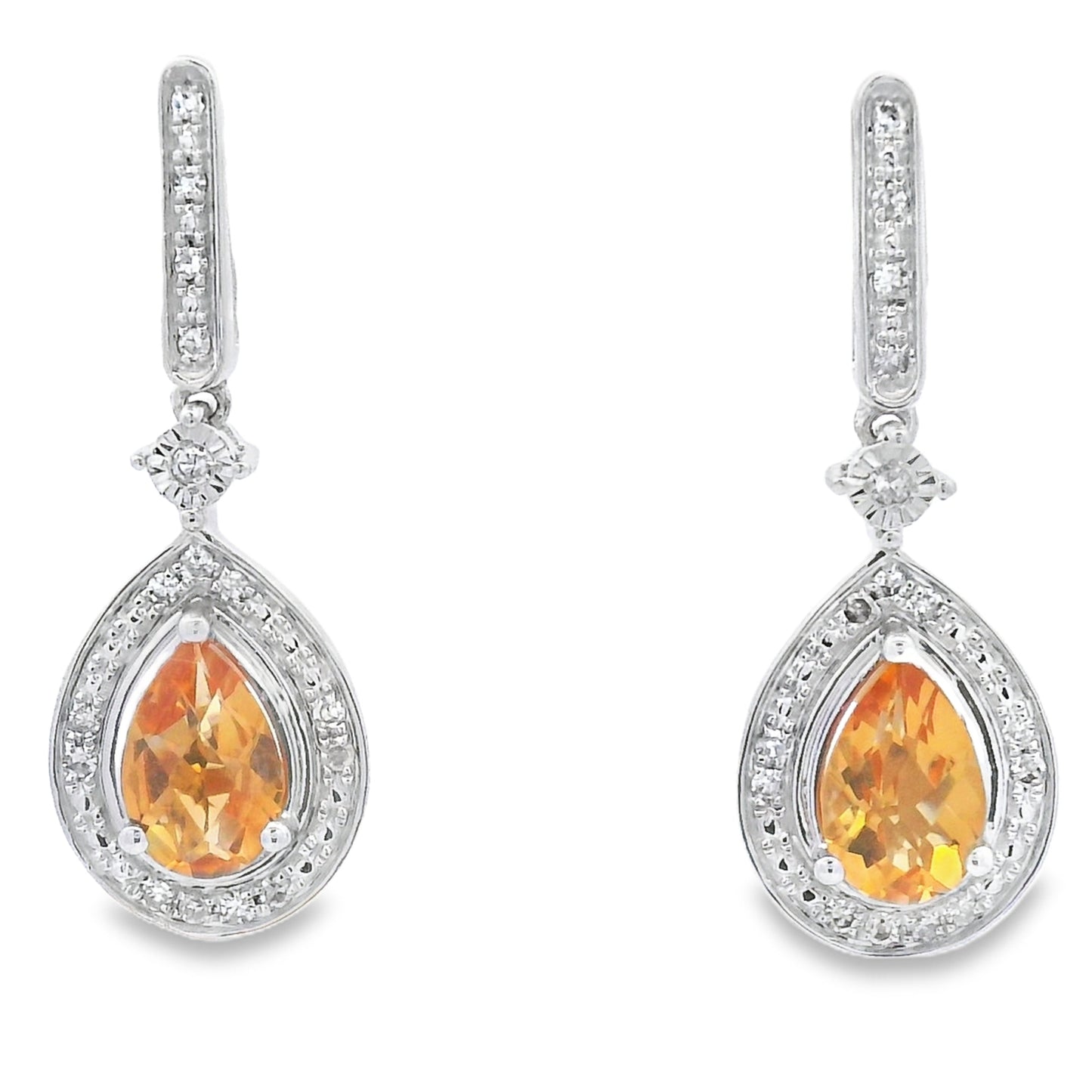 .89ct Citrine Diamond Dangle Earrings 10KT White Gold Bids.com
