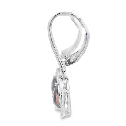 .87ct Quartz Diamond Dangle Earrings 10KT White Gold Bids.com
