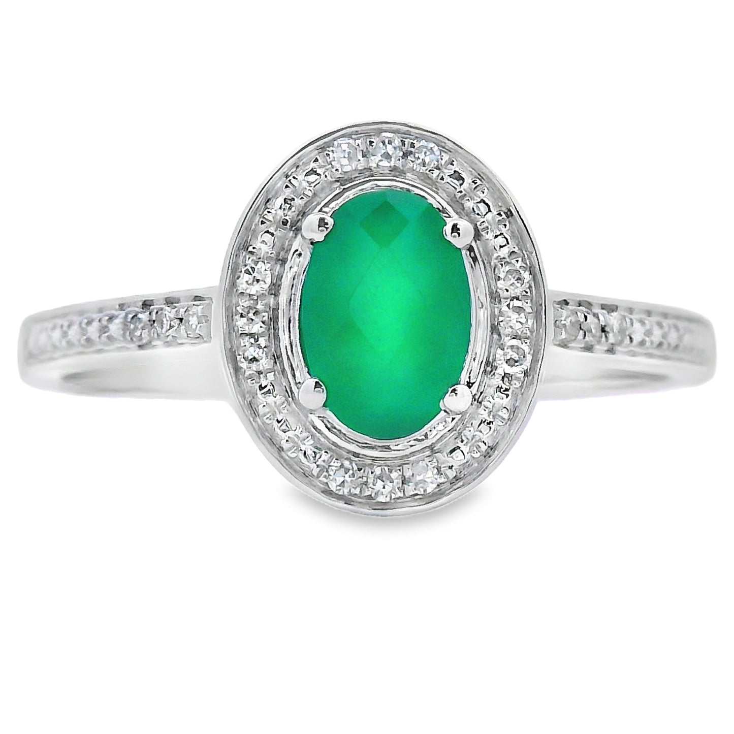Genuine .53ct Chalcedony Diamond Ring 10KT White Gold Bids.com