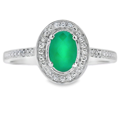 Genuine .53ct Chalcedony Diamond Ring 10KT White Gold Bids.com