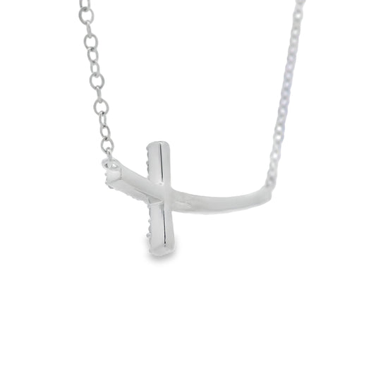 .26ct Diamond Cross Religious Pendant Sterling Silver Bids.com