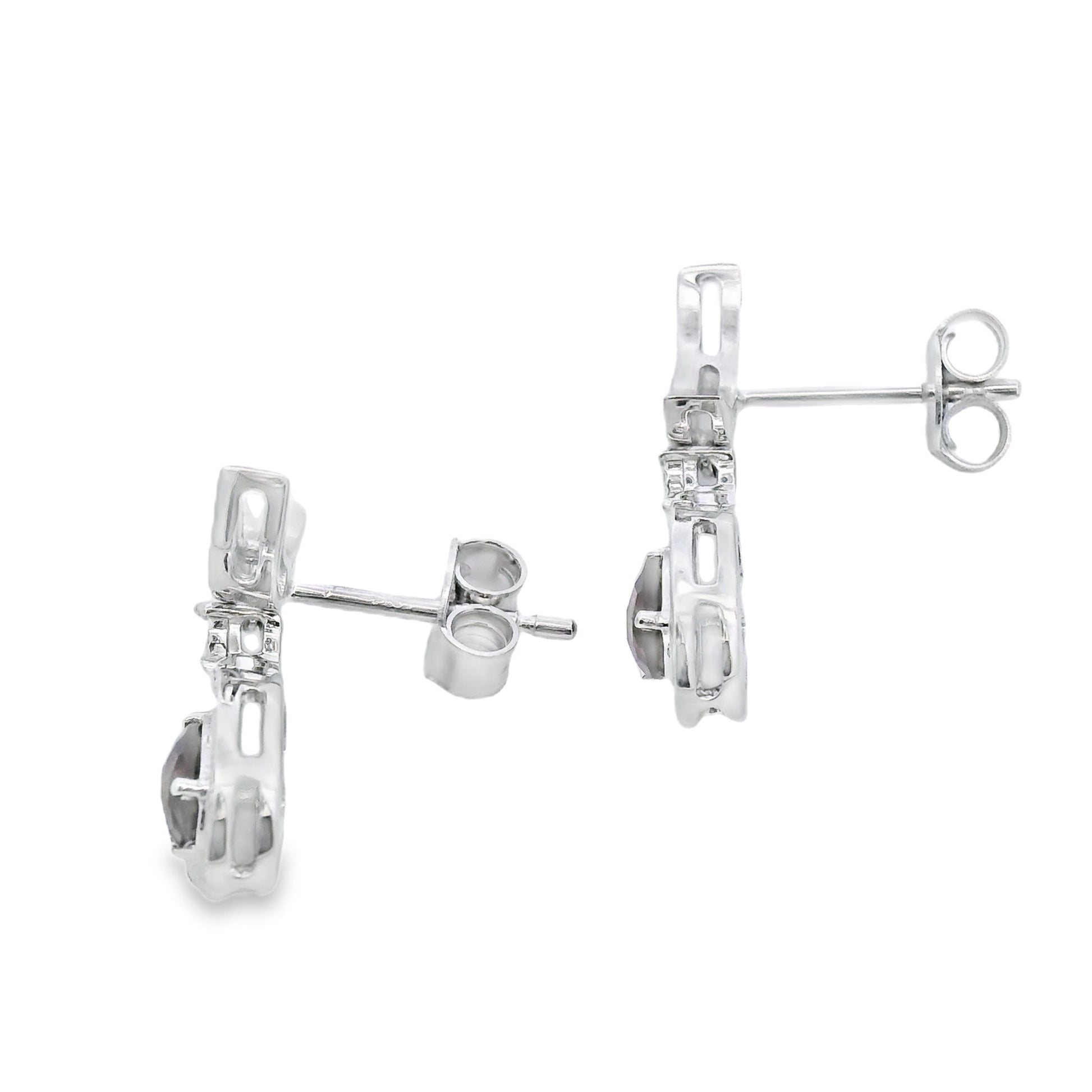.47ct Quartz Diamond Dangle Earrings 10KT White Gold Bids.com