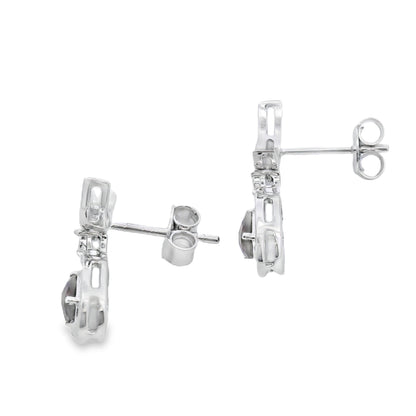 .47ct Quartz Diamond Dangle Earrings 10KT White Gold Bids.com