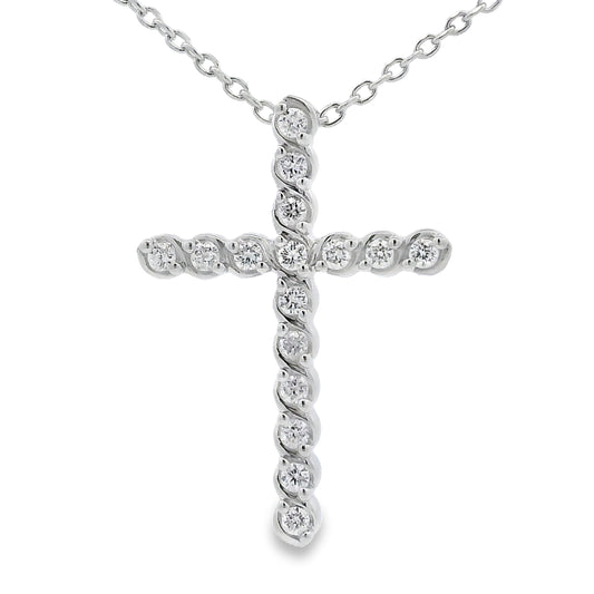 Genuine .50ct Cross Religious Pendant Sterling Silver Bids.com