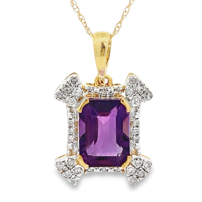 Amethyst Diamond Fashion Pendants 10KT Yellow Gold Bids.com