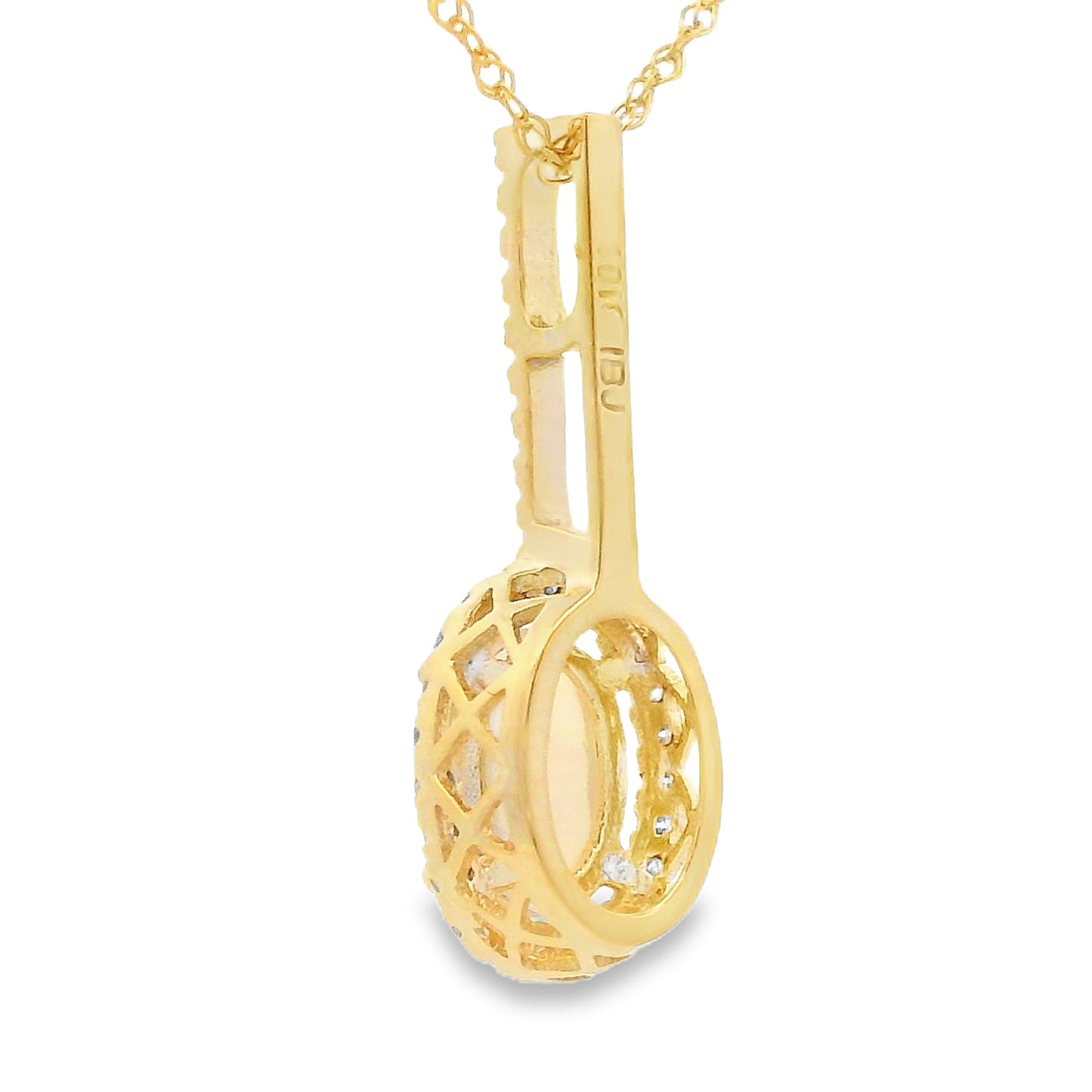 .10ct Opal Diamond Fashion Pendants 10KT Yellow Gold Bids.com