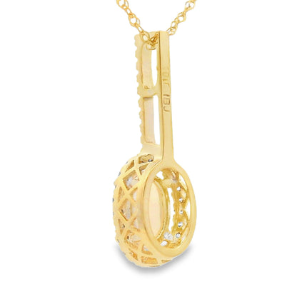 .10ct Opal Diamond Fashion Pendants 10KT Yellow Gold Bids.com