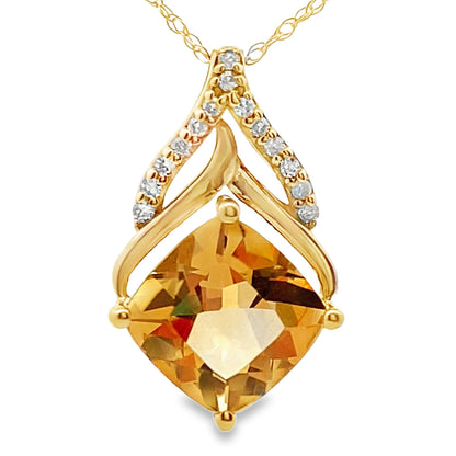 Citrine Diamond Fashion Pendants 10KT Yellow Gold Bids.com