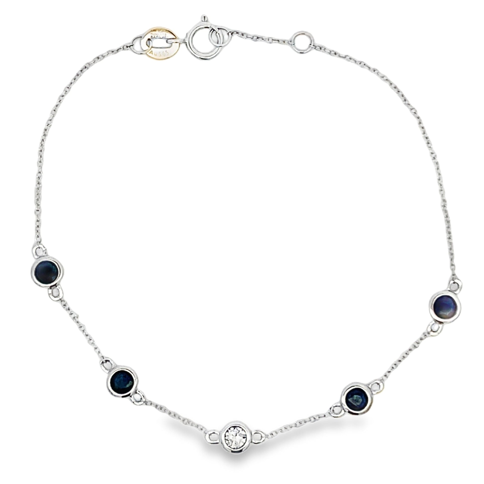 Natural .67ct Sapphire Diamond Bracelet 14KT White Gold Bids.com
