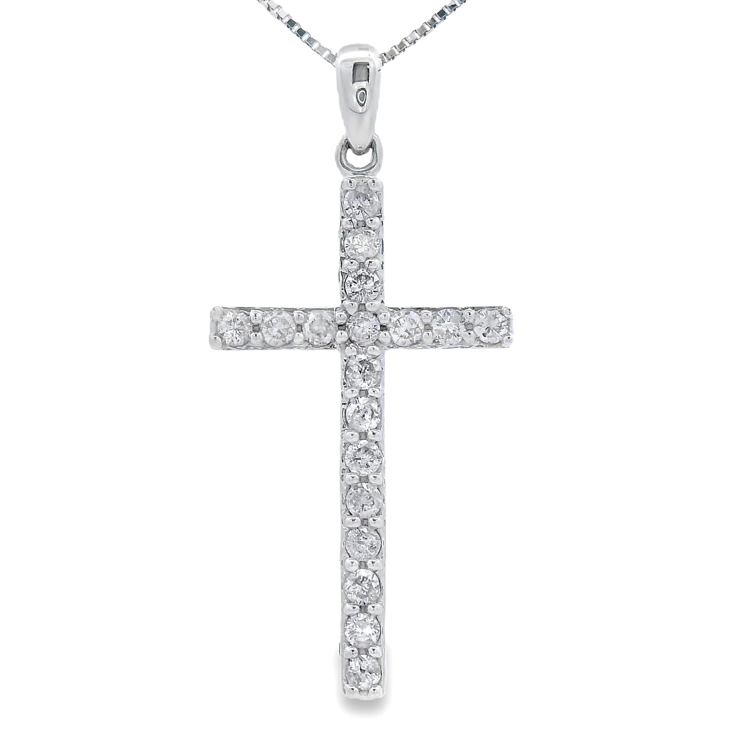 .25ct Diamond Cross Religious Pendant 14KT White Gold Bids.com