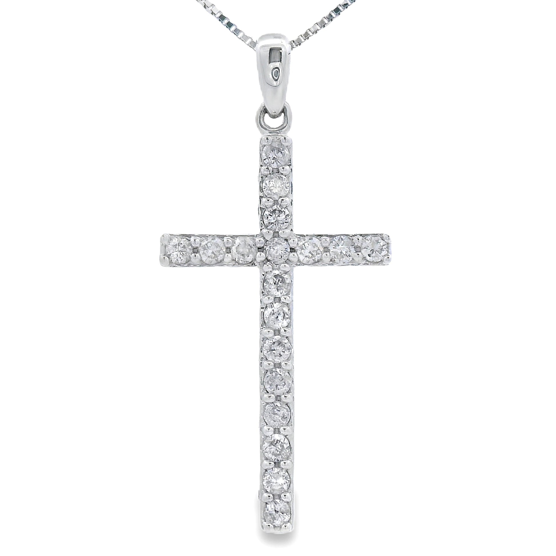.25ct Diamond Cross Religious Pendant 14KT White Gold Bids.com
