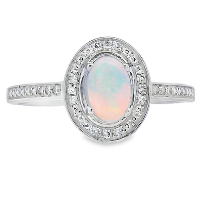 Genuine .36ct Opal Diamond Ring 10KT White Gold Bids.com