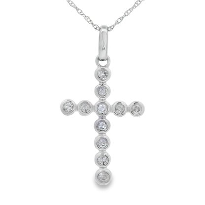 .20ct Diamond Cross Religious Pendant 14KT White Gold Bids.com