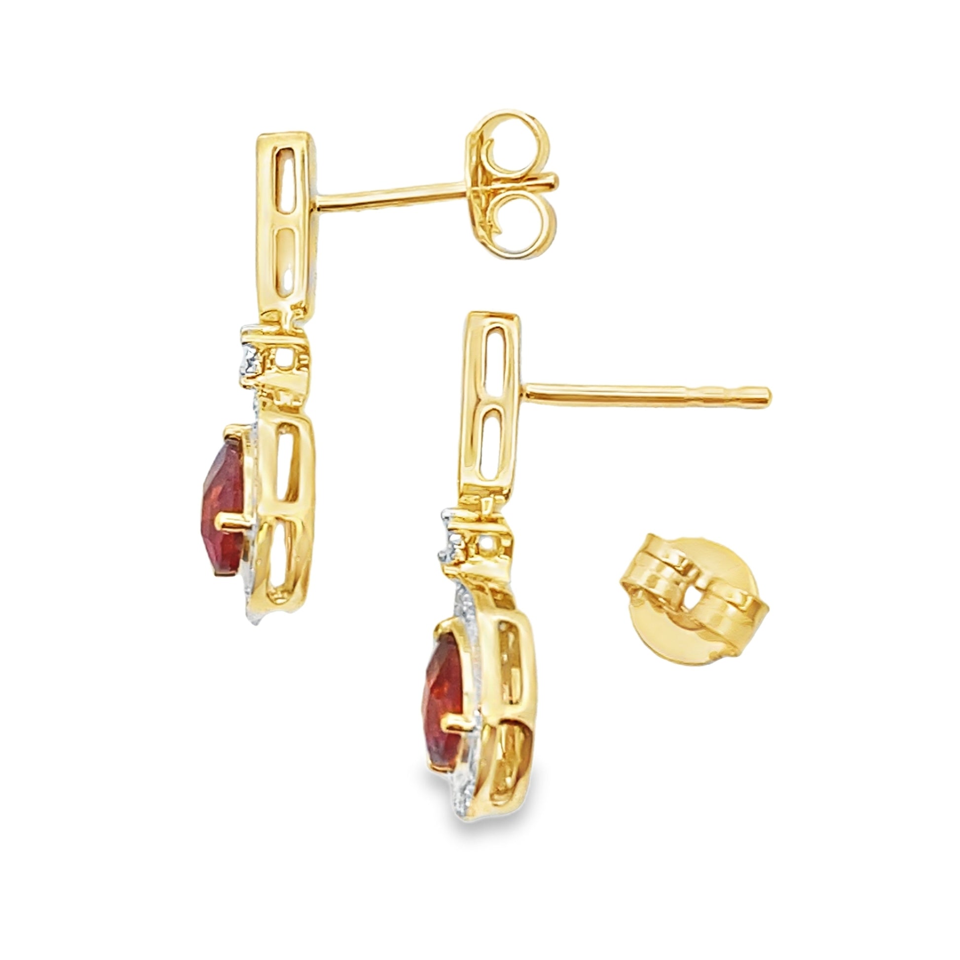 1.06ct Garnet Diamond Dangle Earrings 10KT Yellow Gold Bids.com