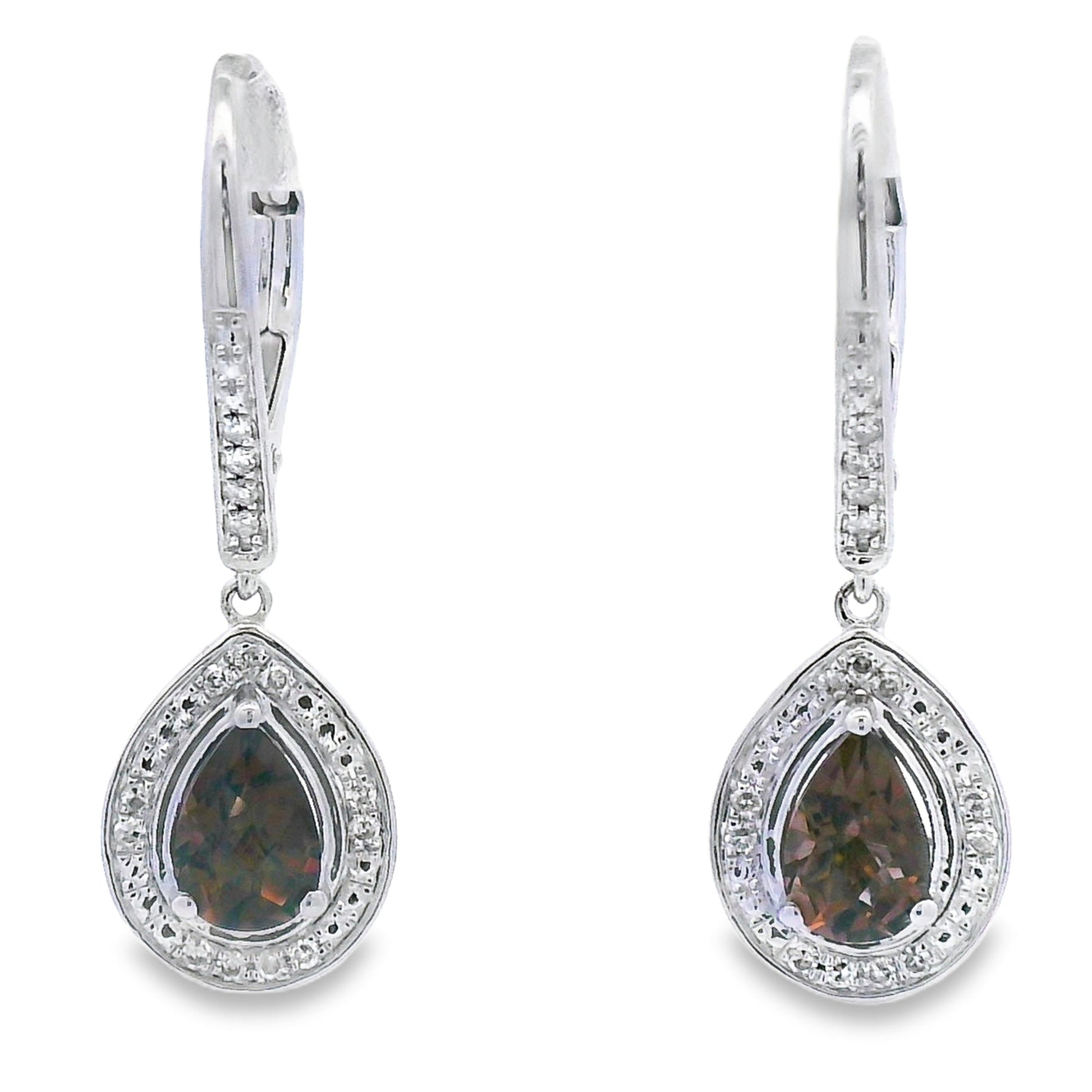 .87ct Quartz Diamond Dangle Earrings 10KT White Gold Bids.com