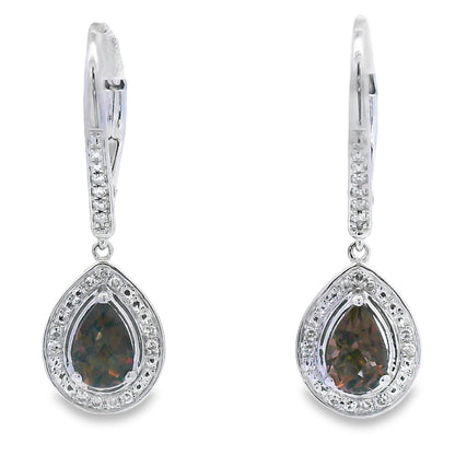 .87ct Quartz Diamond Dangle Earrings 10KT White Gold Bids.com