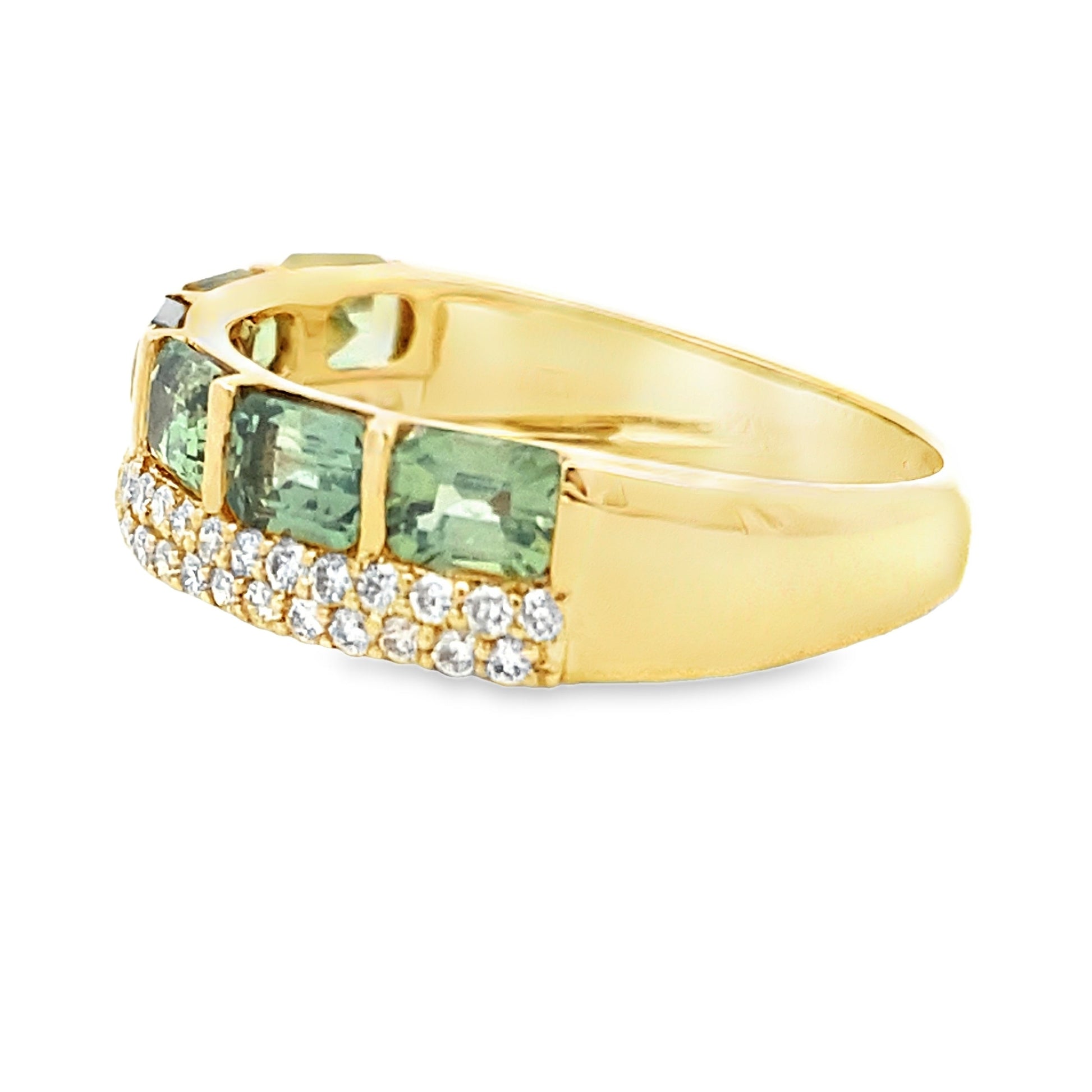 Green Sapphire Fashion band rings 14KT Yellow Gold Bids.com