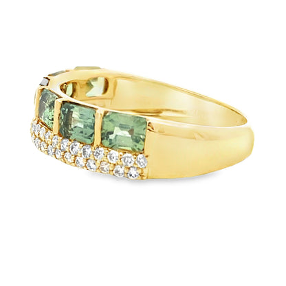 Green Sapphire Fashion band rings 14KT Yellow Gold Bids.com