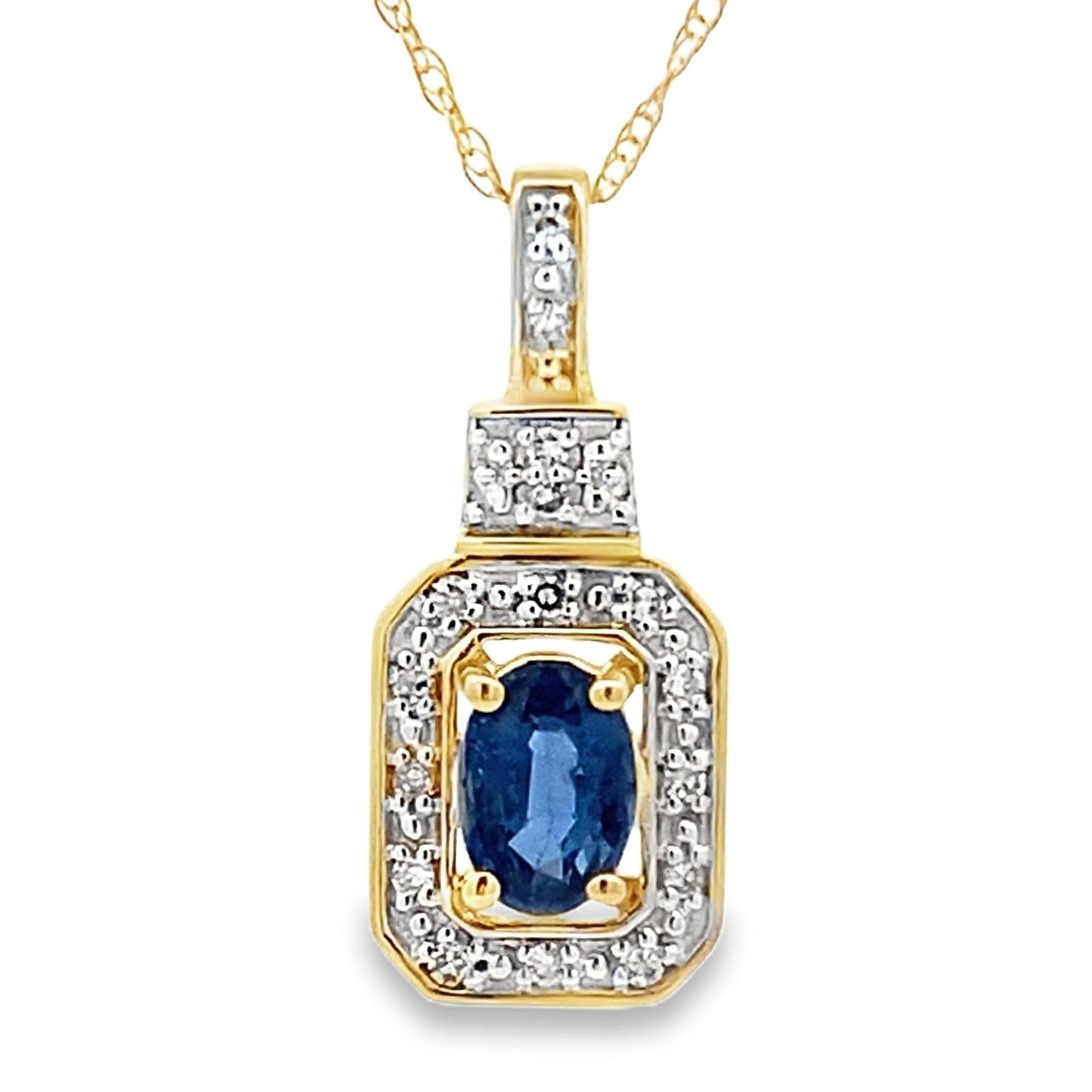 Sapphire Diamond Fashion Pendants 10KT Yellow Gold Bids.com