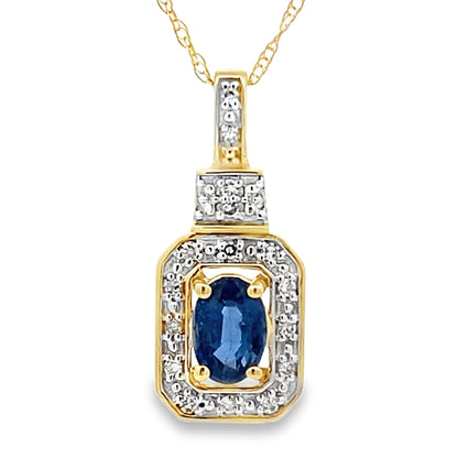 Sapphire Diamond Fashion Pendants 10KT Yellow Gold Bids.com