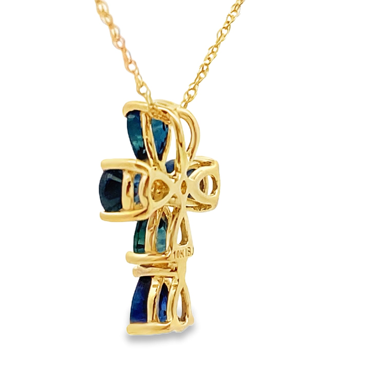.82ct Sapphire Cross Religious Pendant 10KT Yellow Gold Bids.com