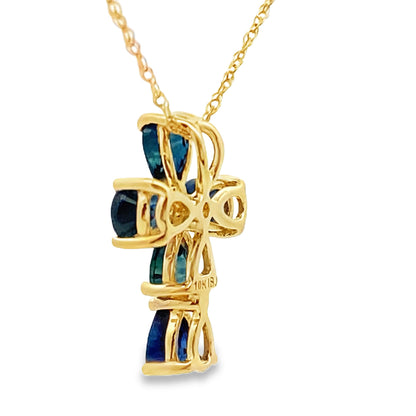 .82ct Sapphire Cross Religious Pendant 10KT Yellow Gold Bids.com