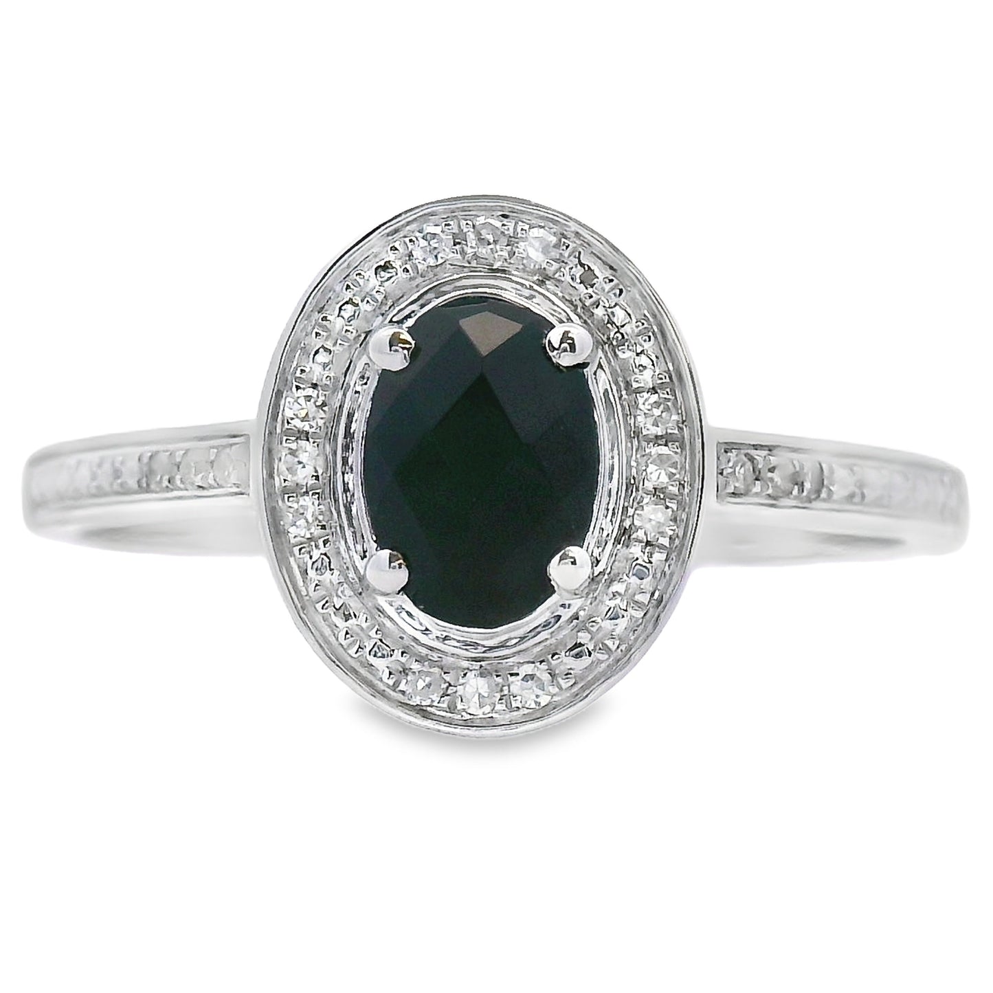 Genuine .55ct Onyx Diamond Ring 10KT White Gold Bids.com