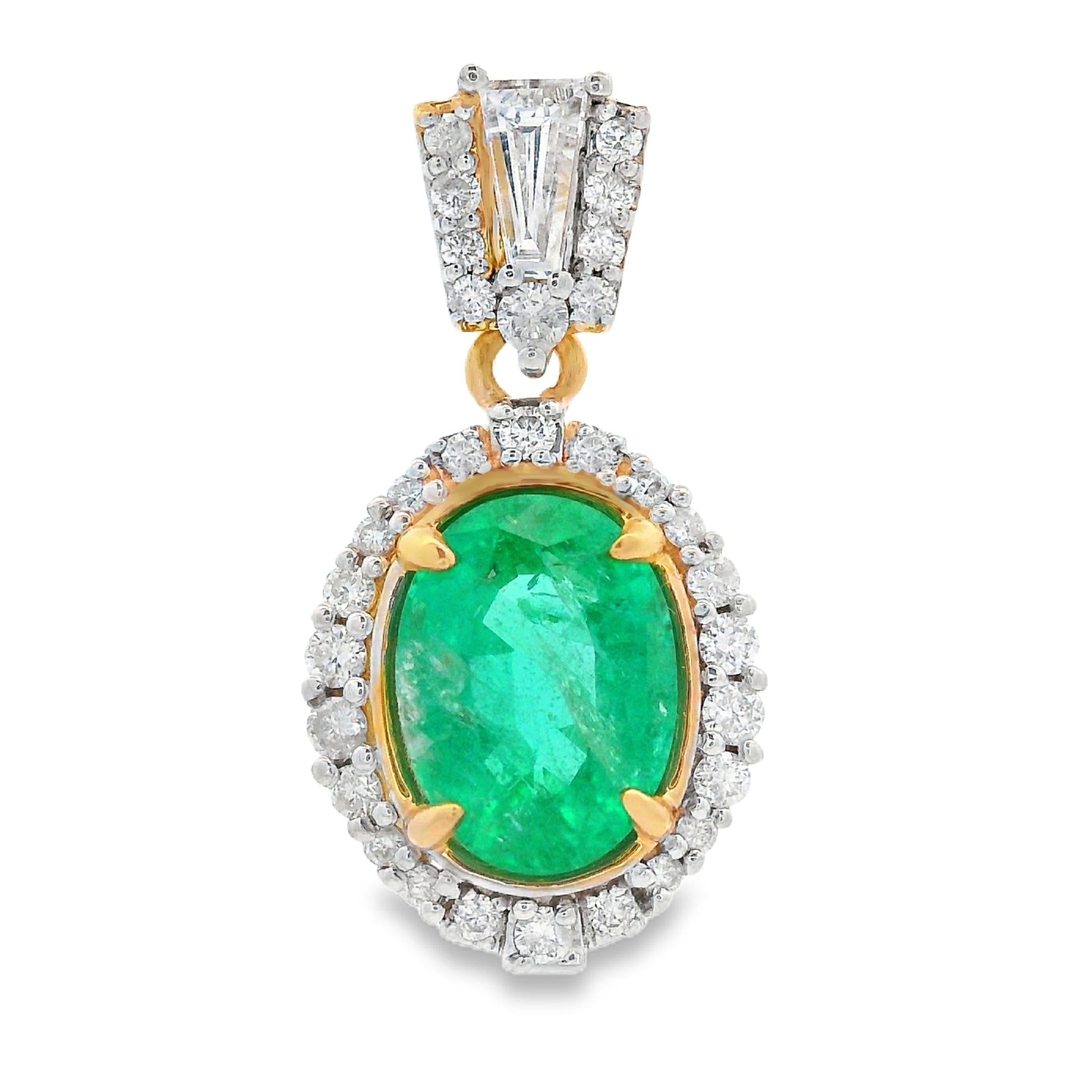 Emerald Diamond Fashion Pendants 14KT Yellow Gold Bids.com