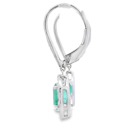 .90ct Emerald Diamond Dangle Earrings 10KT White Gold Bids.com