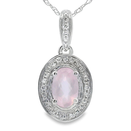 Rose Quartz Diamond Fashion Pendants 10KT White Gold Bids.com
