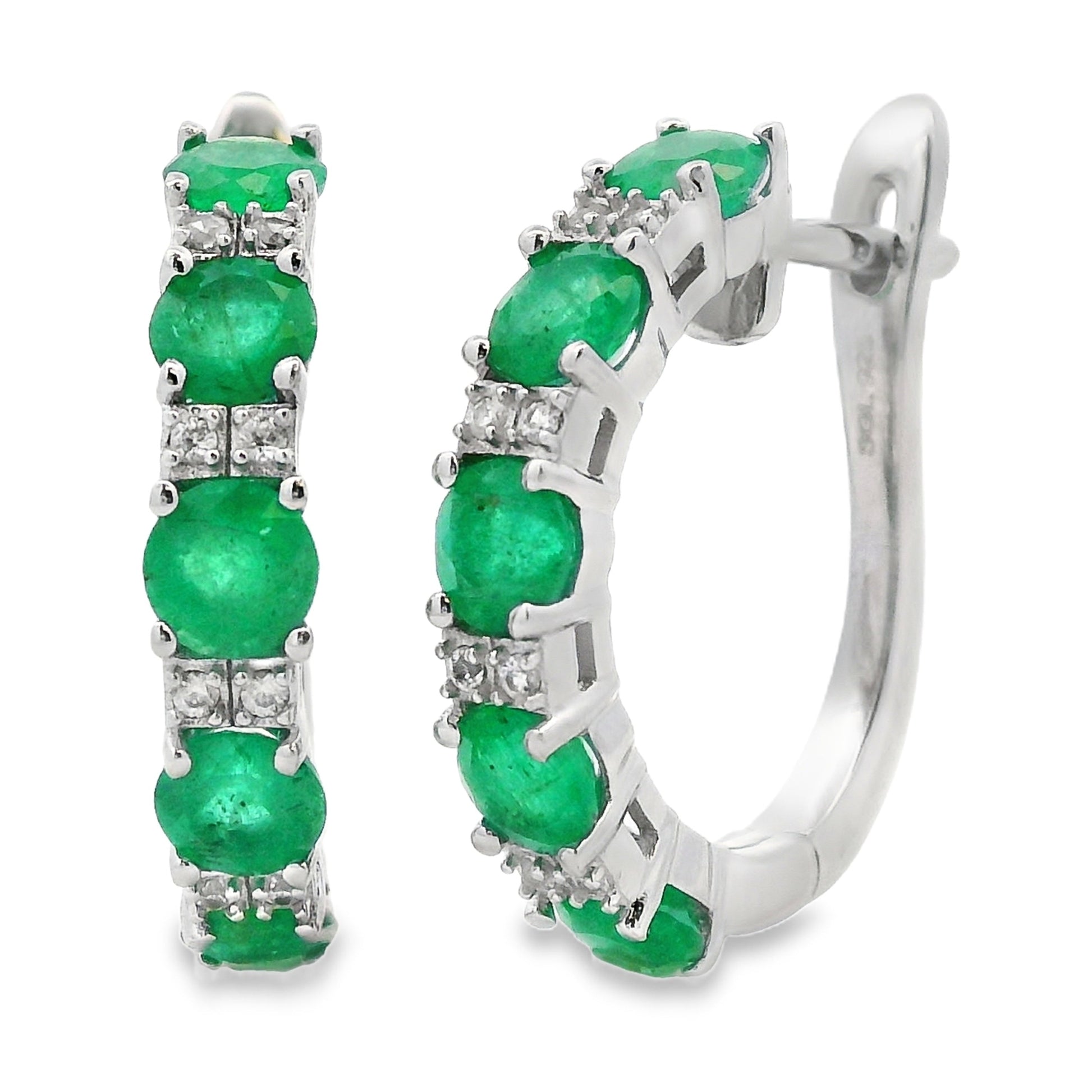 2.92ct Emerald Zircon Hoop Earrings Sterling Silver Bids.com