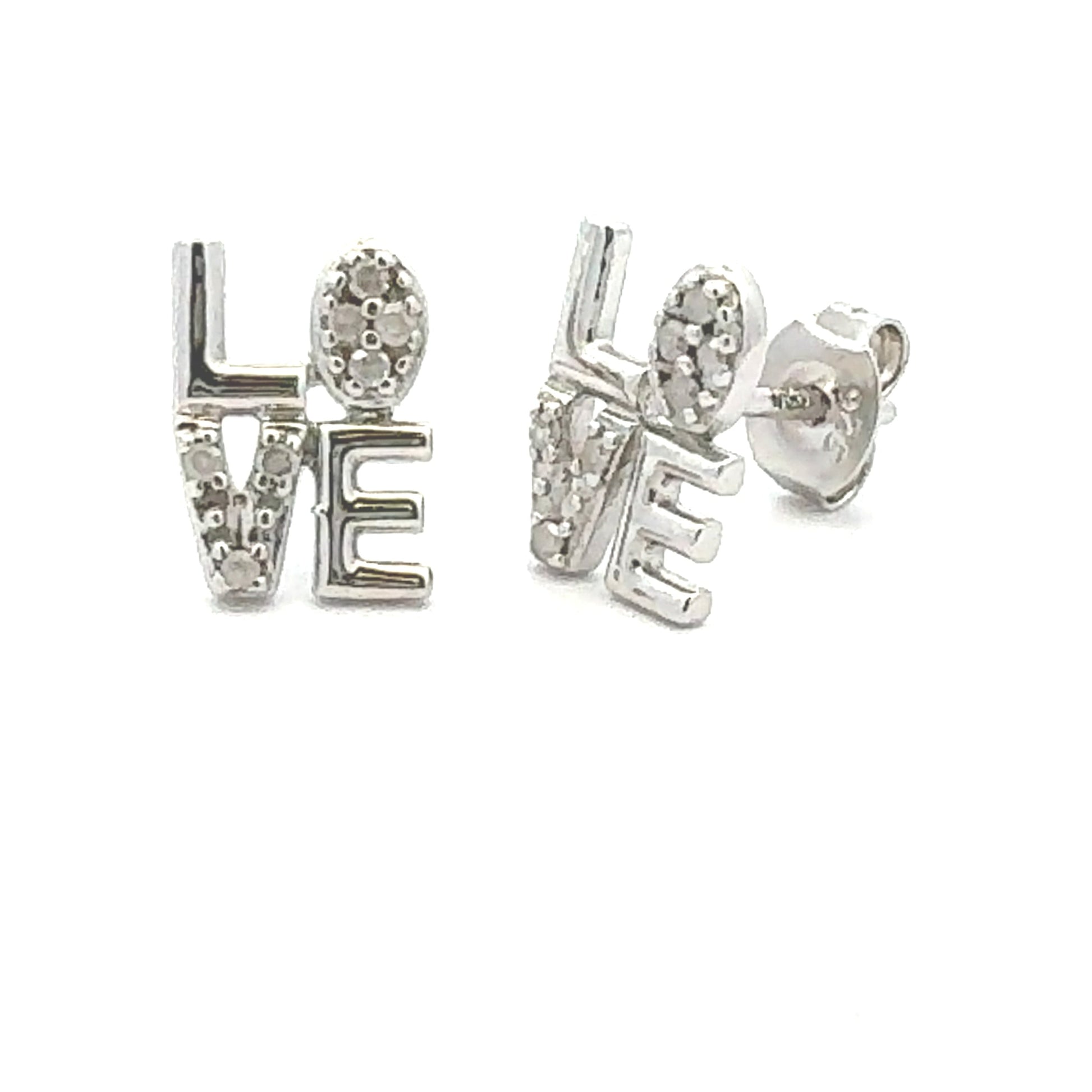 Genuine .03ct Diamond Earrings Sterling Silver Bids.com