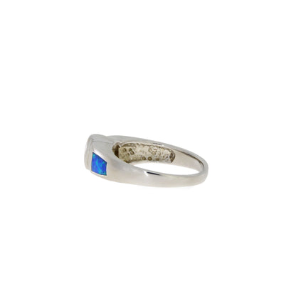 Cubic Zirconia Created Opal Ring Sterling Silver Bids.com