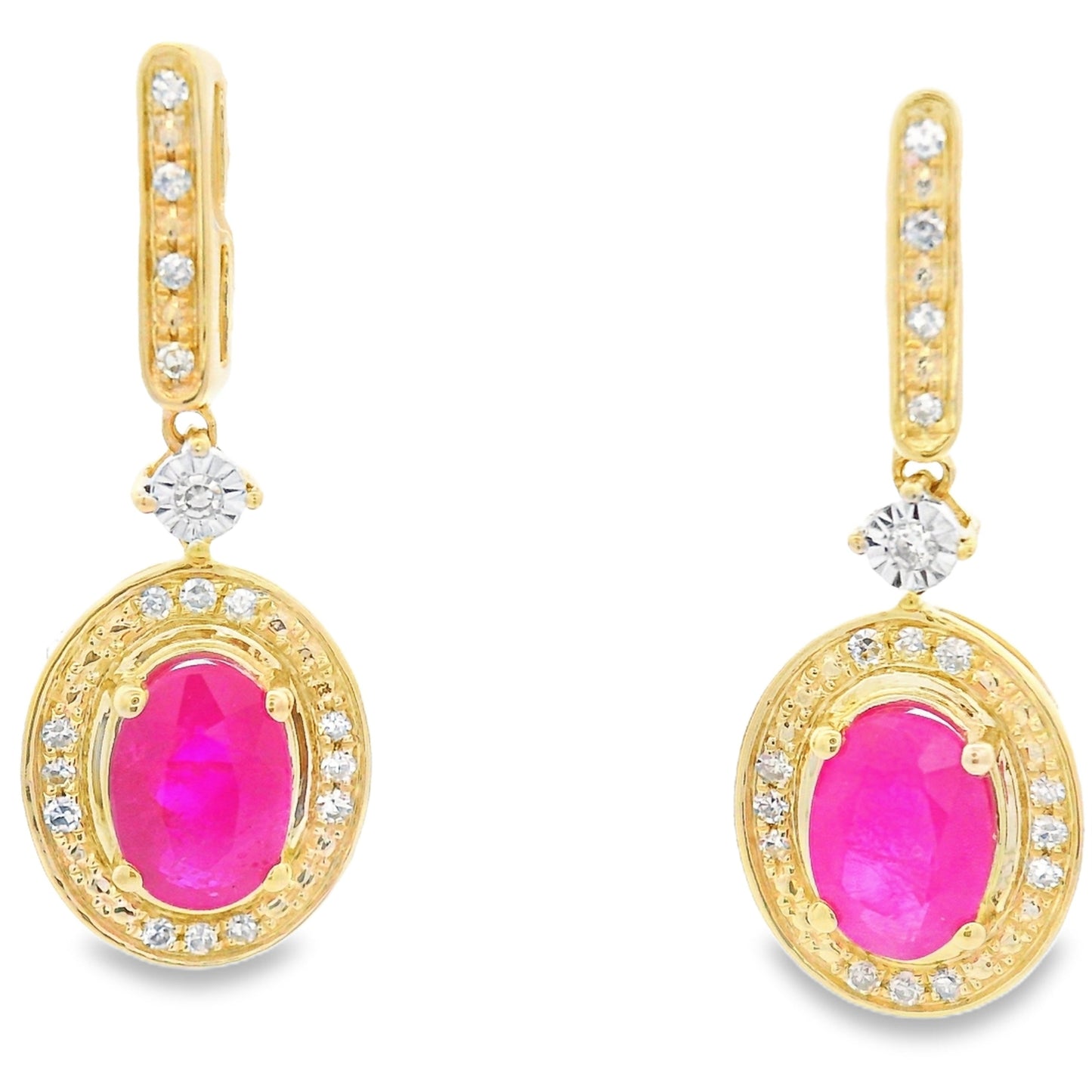 1.40ct Ruby Diamond Dangle Earrings 10KT Yellow Gold Bids.com