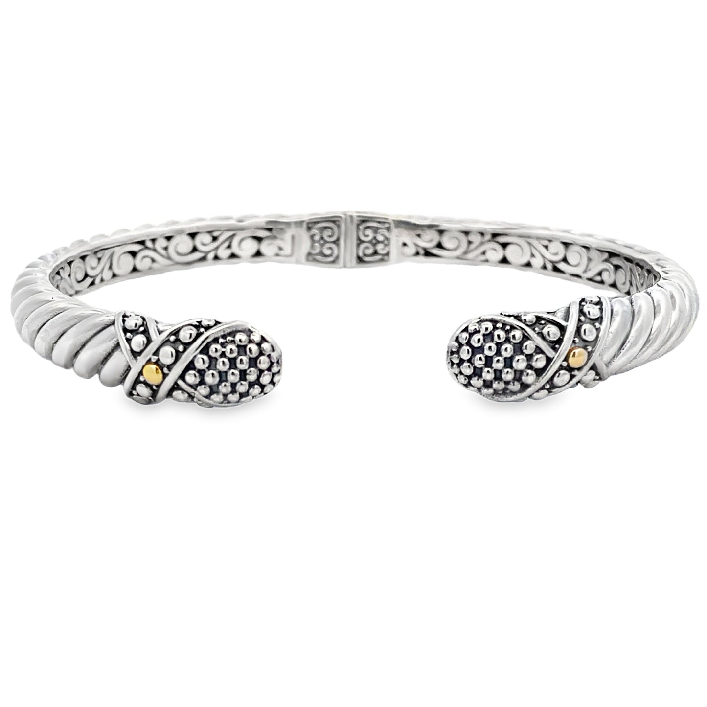 Bangle Bracelet Sterling Silver 18KT Gold Bids.com