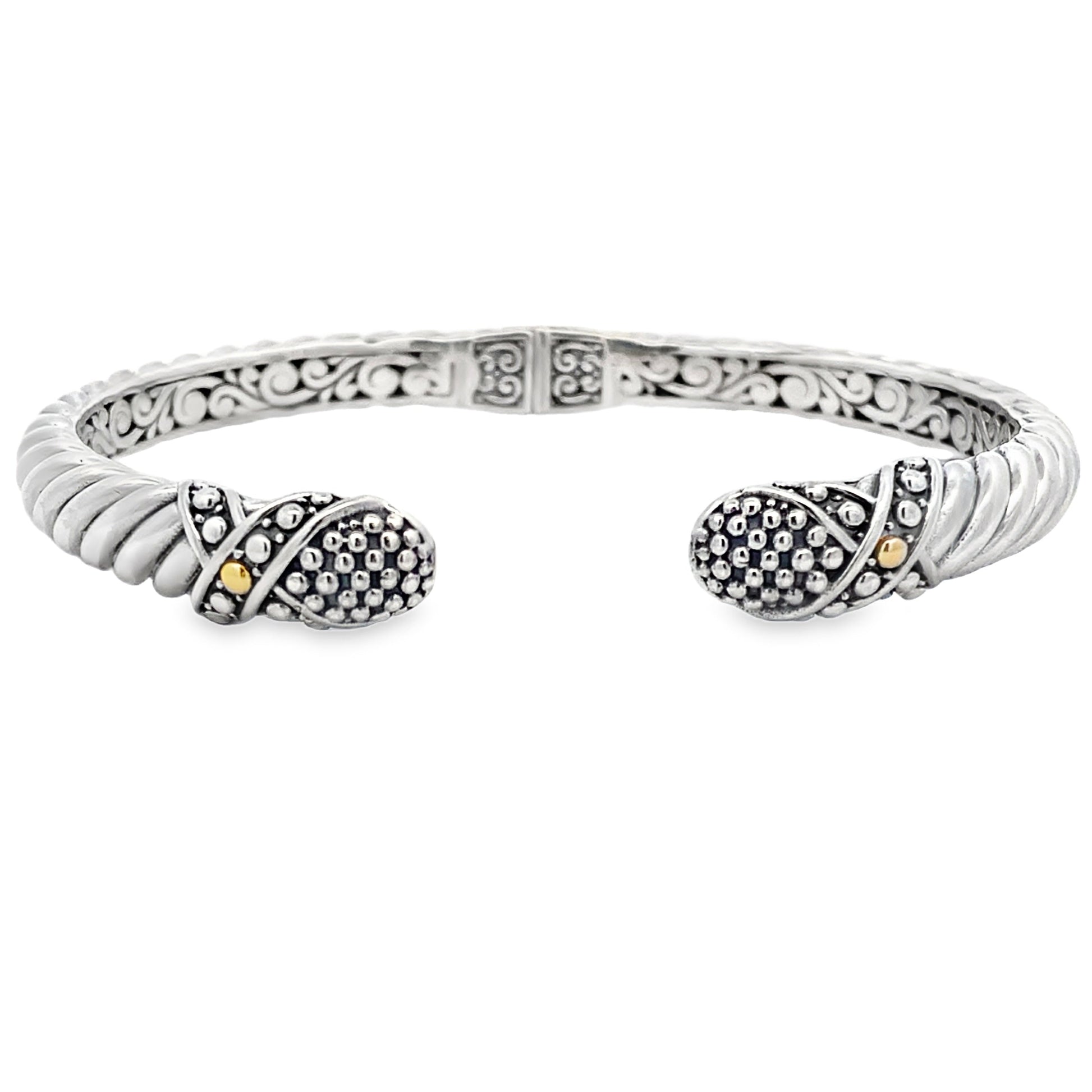 Bangle Bracelet Sterling Silver 18KT Gold Bids.com
