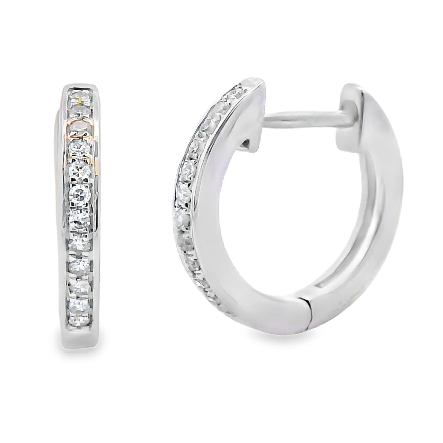 Genuine .08ct Diamond Hoop Earrings 10KT White Gold Bids.com