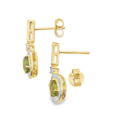 1.23ct Peridot Diamond Dangle Earrings 10KT Yellow Gold Bids.com