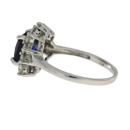 Created Sapphire Moissanite Ring Sterling Silver Bids.com